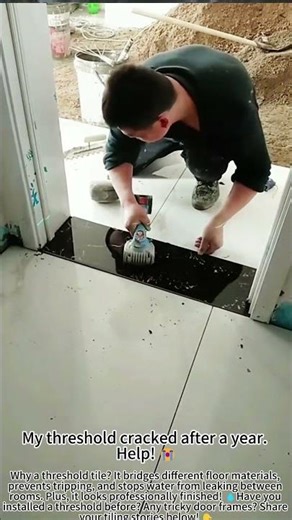 Door threshold tile installation perfect fit 🚪