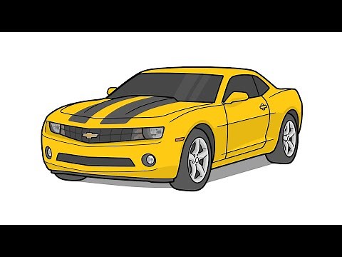 How to draw a CHEVROLET CAMARO 2007 / drawing Chevy Camaro bumblebee transformer car