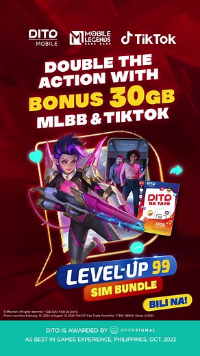 Get Bonus 30GB Data for Mobile Legends and TikTok | DITO Level-Up 99 SIM Bundle