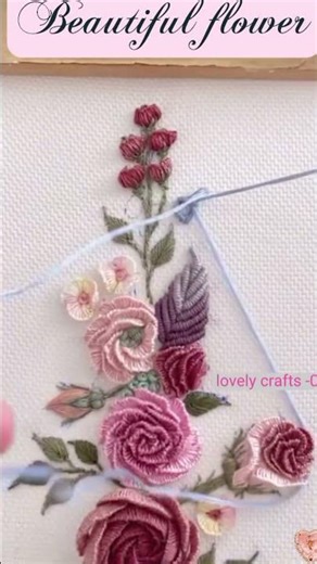 Brazilian Rose Embroidery 🌹 | Easy Flower Embroidery Design for Beginners #Shorts
