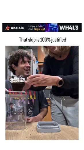 @ComicCove on Instagram: "Instagram clip from shows a mother slapping her adult son in a kitchen after he clumsily crams a fresh muffin into a plastic container, squishing it and prompting her frustrated reaction. Posted on February 13, 2026, the video's caption "That slap is 100% justified" taps into universal family dynamics, amassing 52,000 likes and 3 million views by highlighting everyday parental exasperation without added context. User replies celebrate the humor, with comments like "Ruin