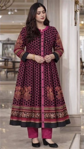 Front Slit Umbrella Frock/Front Slit Box Plate Girl Frock /Front Slit A line Frock Style Open Shirt/