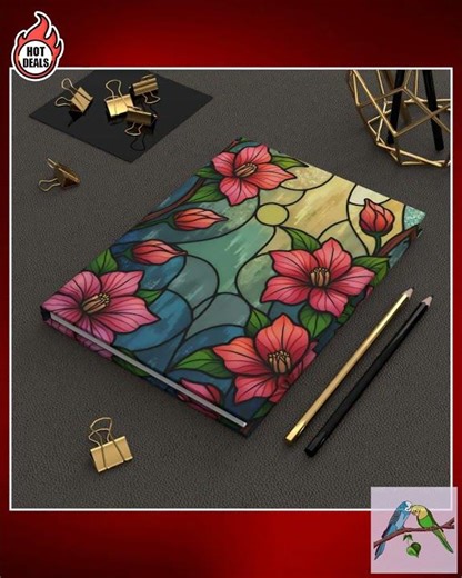 Floral Stained Glass Journal: Blossom Hardcover Writing Notebook