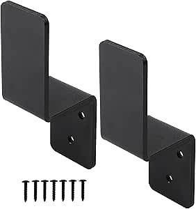 2x4 Door Barricade Brackets Z-Shape Black Security Door Lock Brackets Heavy Duty Drop Open Bar Holder Steel with Screw Fits 2x4 Lumber (2)