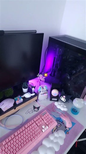 ☀️🌙🎮 day vs night pc gaming setup #asmr #gaming #gamingsetup #pcgaming #pcbuild #ambient
