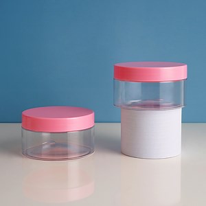 [Hot Item] Beauty 200g 10oz Empty Round Shape Cosmetic Plastic Packaging Body Butter Body Scrub Face Cream Containers Jar with Pink Lids
