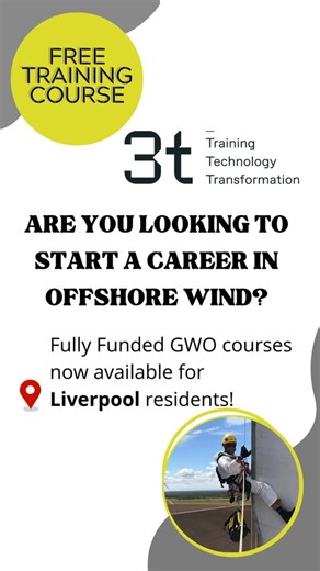 Looking to start a career in Offshore Wind? Fully funded GWO courses now available for Liverpool residents. BFRS partners 3t Training Services have funding available to pay for service leavers to complete a suite of GWO training courses, plus will guarantee an interview with a wind sector employer. 𝐇𝐢𝐠𝐡𝐥𝐢𝐠𝐡𝐭𝐬: • Zero-costs • 2-4 week programme • GWO-certified courses designed to bridge skills gaps. • Training delivered at state-of-the-art facilities in Liverpool. • Participants must ha