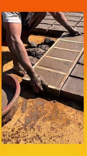 Manually molding clay mixture into rectangular bricks with traditional technique#brickmaking #shorts