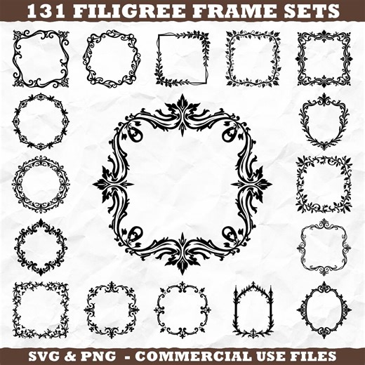 Filigree Frame Sets Svg & Png Bundle for Cricut and Laser Engrave Crafts Instant Downloads - Etsy