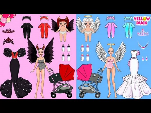 DIY Paper Doll Craft Tutorial | Transforming Pregnant Doll into Princess, Angel, or Demon