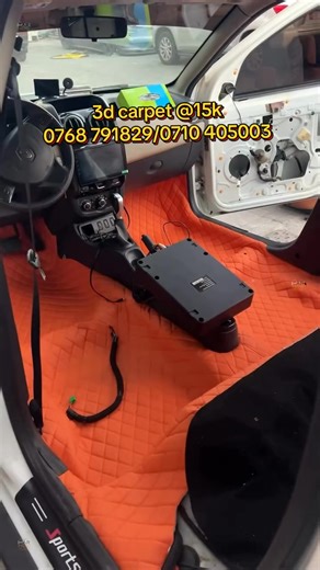 customised Floor into 3d carpeting dare that car Seats 5seater Seats Grade2 leather 30k Seats Pu leather 22k Seats Synthetic leather 15k Roofing 10k fabric 12k Dashboard 10k Floor 10k pvc 3d 15k Doors 4k Steering 4k #CarInterior