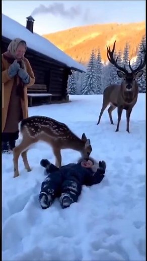 cute baby with reindeer #reindeer #cutiepie #cuteness