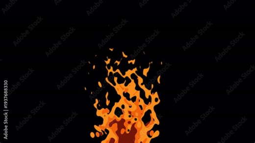 4k stock | Realistic 2d fire animation video overlay motion alpha channel flames burning effect