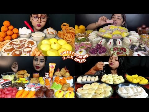 ASMR: Eating Different Types Of Sweets Eating Challenge 😍😋 Jelebi Rasgulla Rajbhog Laddu Mukbang
