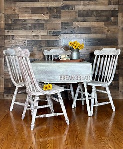 Rustic Farmhouse 5-piece Drop Leaf Dining Table & Chairs Set, Painted Table and Chairs, Shabby Chic Dining Set, White Dining Set - Etsy