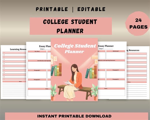 College Student Planner | Academic, Study, Assignment Tracker (digital Download) - Etsy