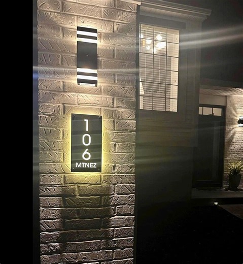 House numbers Sign horizontal modern light, Illuminated House Sign Modern, house numbers lighted for front yard, house numbers lighted