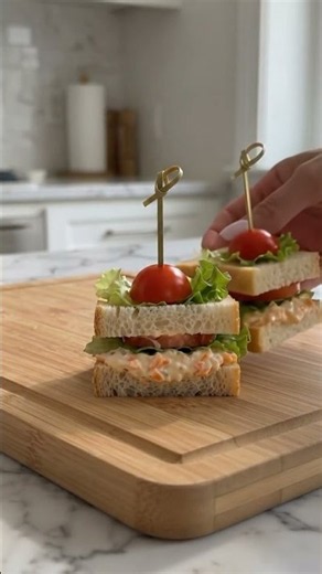 easy chicken tomato lettuce mini sandwich bites party appetizer