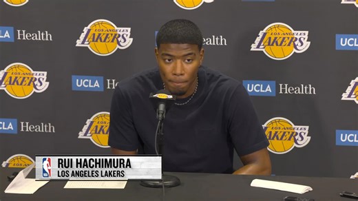 Japanese language reaction from Rui Hachimura following the Lakers' 128-110 win over the Timberwolves