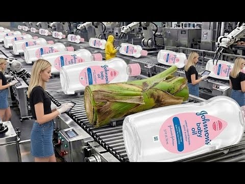 Inside Johnson’s Factory: How Baby Oil & Lotion Are Made From Banana Stem (Full Process)