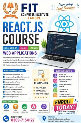 React Js Course In Lahore, Punjab Pakistan
