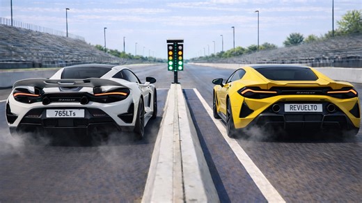McLaren 765LT vs Lamborghini Revuelto drag race