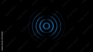 new blue color radio waves animation on black background ,circle waves or line waves concept