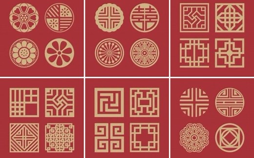中国风传统美纹图样，几何绘图艺术集锦
