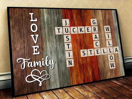 Personalized Family Crossword Puzzle Wall Art – Colorful Home Decor Poster for Living Room or Entryway - Etsy