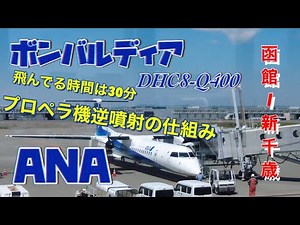 ANAプロペラ機！離着陸のタイヤが見えるボンバルディア！函館から新千歳