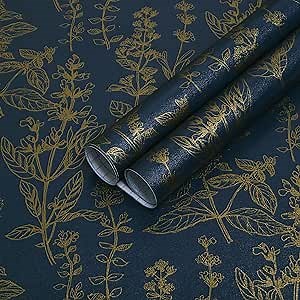 Peel and Stick Wallpaper Blue Wallpaper Peel and Stick Blue Floral Contact Paper for Cabinets Vintage Removable Self Adhesive Wall Paper for Bedroom Bathroom Shelf Liner Vinyl 17.3" x 394"