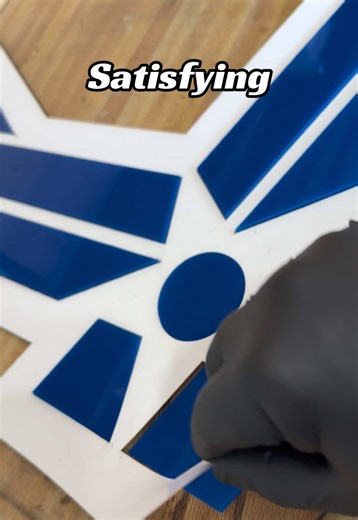 Finishing this piece for a custom Air Force retirement shadow box. Removing assembly templates is always satisfying! #airforce #shadowbox #satisfying