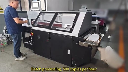 HX500PB1 Digital Perfect Binding Machine is a single-clamp system for short-run, variable, and book-of-one production, operating at up to 500 cycles per hour with a binding thickness range of 1–50 mm. It integrates clamping, spine preparation, gluing, cover creasing, and nipping into an automated workflow. A built-in caliper and 15-inch touchscreen enable automatic setup of key parameters, reducing manual adjustment and changeover time. The machine supports parameter templates and inline configu