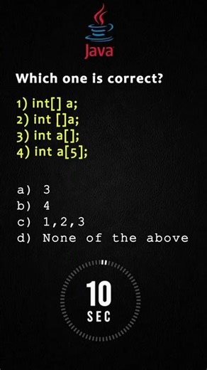 Java 30 Seconds Challenge MCQ Questions 5 #array #javaarray #arraymcq #tesdbacademy