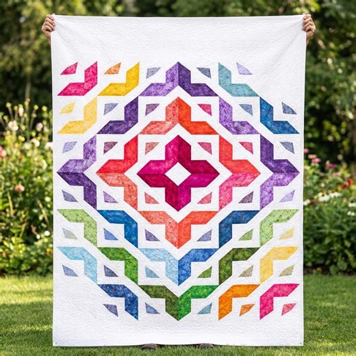 Modern Quilt Pattern, Geometric Rainbow Quilt PDF, Patchwork Blanket Design, Colorful Quilt Pattern, Digital Download - Etsy