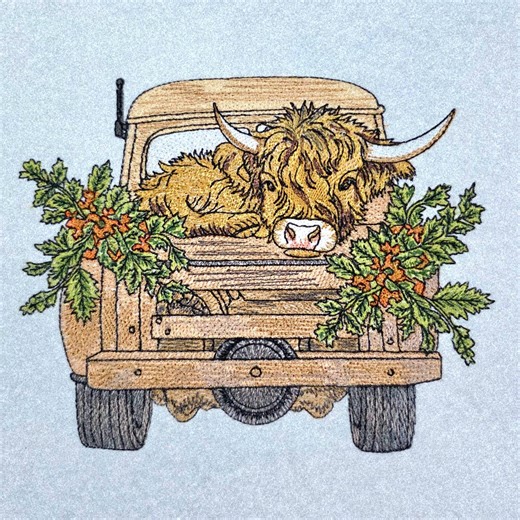 Highland Cow Machine Embroidery Design, Retro Truck Farm Animal Design Retro Truck Embroidery Design Vintage Farm Animal Pattern - Etsy Canada