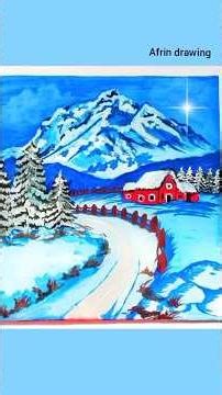 How to draw a snowy red barn easy drawing step by step tutorial #art #short #youtubeshorts #foryou