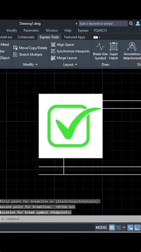AutoCAD Break Line Symbol in 10 Seconds ⚡ #visioncadstudio #autocad