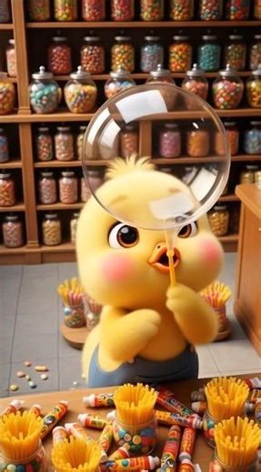 baby duck blows up balloon and buys a whole jar #shorts #cute #funduck #duck