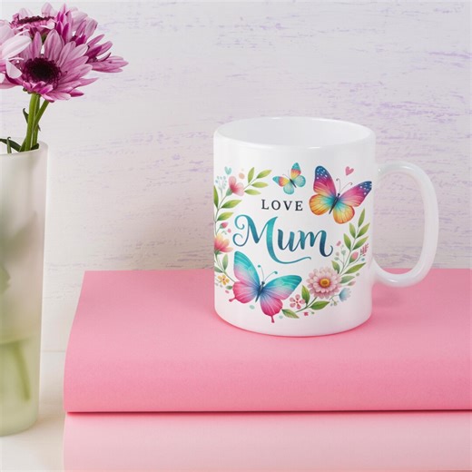 Personalised Love Mum Butterfly Happy Mother’s Day Mug – Ceramic Butterfly Coffee Cup Gift - Etsy