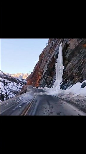 Icy Waterfall on Million Dollar Highway in Colorado #scenicdrive