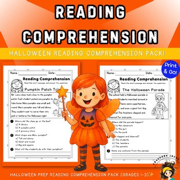 Halloween Prep Reading Comprehension Pack (Grades 1–3)