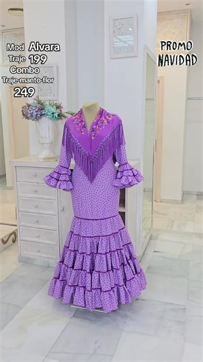 Mod Alvara T. 32 a 52 Nuena Coleccion 2026 Promo Navidad 2025 Traje 199 Combo Teaje -manton bordado-flor 249 Pidete o pide tu Regalo de Navidad !!! 🫅🏿🤴 #viral #parati #modaflamenca#regalos #ruyfecomunionymodaflamenca