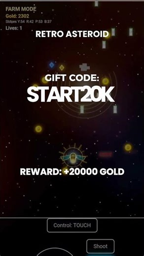 Retro Asteroid – FREE CODE 🎁 START20K (+20000 GOLD)