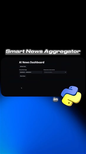 Michael Ballard | AI Software Engineering on Instagram: "Day 19 — Smart News Aggregator Your news feed lies to you — not on purpose, but for clicks. 😅 Let’s fix that with Python + AI. Build a Smart News Aggregator that filters, ranks, and summarizes articles for clarity, not engagement. Use sentiment analysis to spot bias and topic clustering to cut through the noise. No doomscrolling — just smart curation. Comment “Day 19” and I’ll send you the roadmap + resources. 💡 #PythonDev #AIProjects #N