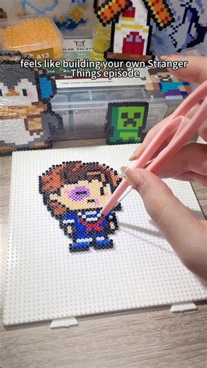 Steve Harrington Pixel Art Made with Pixie Beads | DIY Mini Fuse Bead Craft Ideas