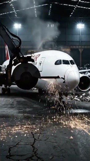 Demolition Worker Uses Modern Saw Technology to Demolish Boeing 787 Norwegian Air ⚡🔧