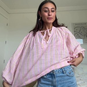 All New Hand-loomed Poet Blouse In Pink Sorbet. http://www.daughtersofindia.net/collections/new | Daughters of India