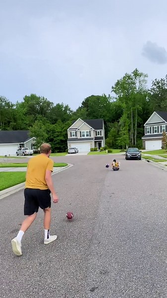 Catching a Football Helmet Challenge Gone Wrong!