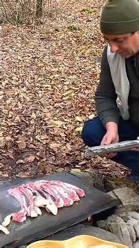 LAMBS RIBS cooking on the Rocks #wilderness #cooking #shorts